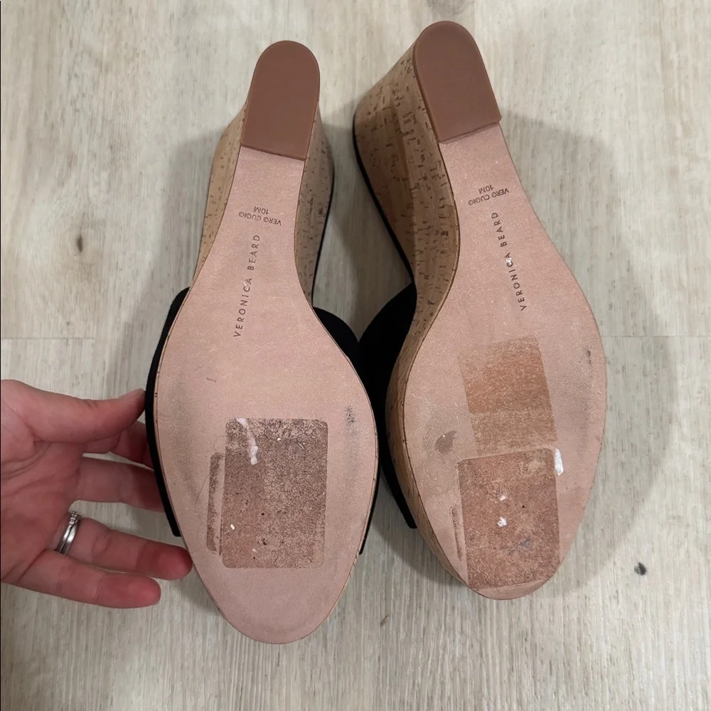 Veronica Beard Dali Slip on Platform black and cork wedge sandal